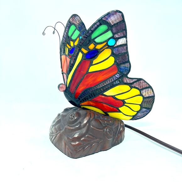 Tiffany Style Butterfly Table Lamp Stained Glass Night Light Boho Cottage Decor - Picture 2 of 16